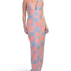 Amsale Blue and Orange Maxi Dress